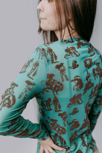 MK725 Daydreamer Velvet Mesh Top