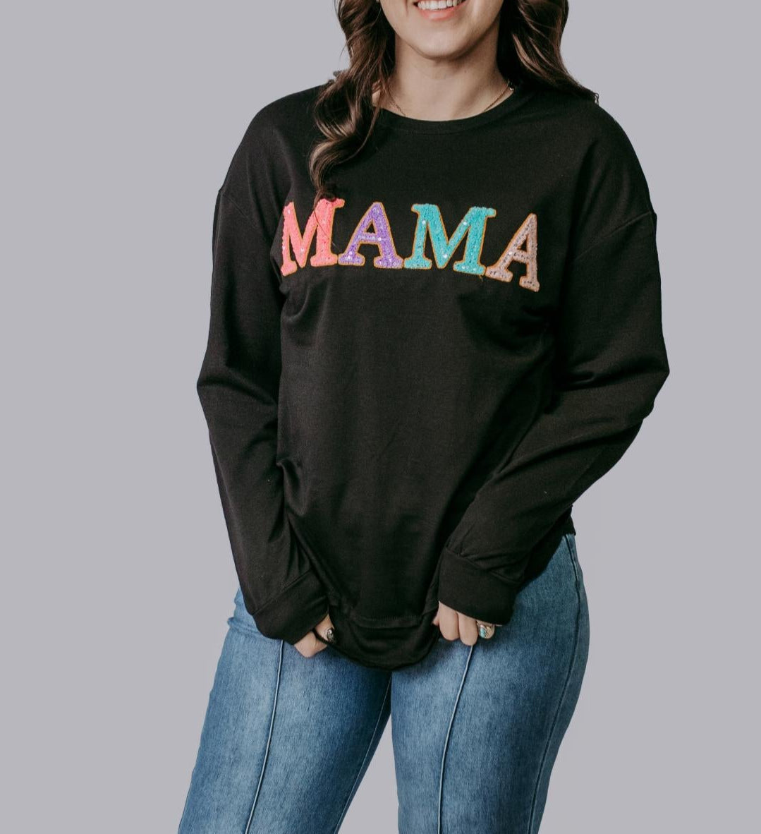 MK393 MAMA Embroidery Sweatshirt