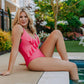 MK97 Coral Ruffled 1 Piece Bathing Suit