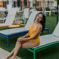 MK98 Yellow Ruffled 1 Piece Bathing Suit