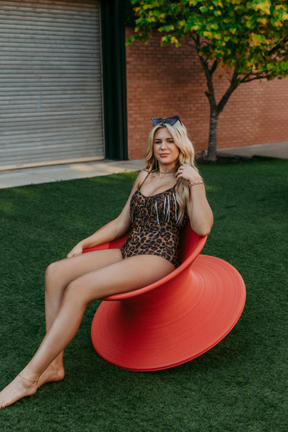 MK100 Leopard Fringe Bathing Suit