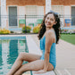 MK101 Blue Fringe Bathing Suit