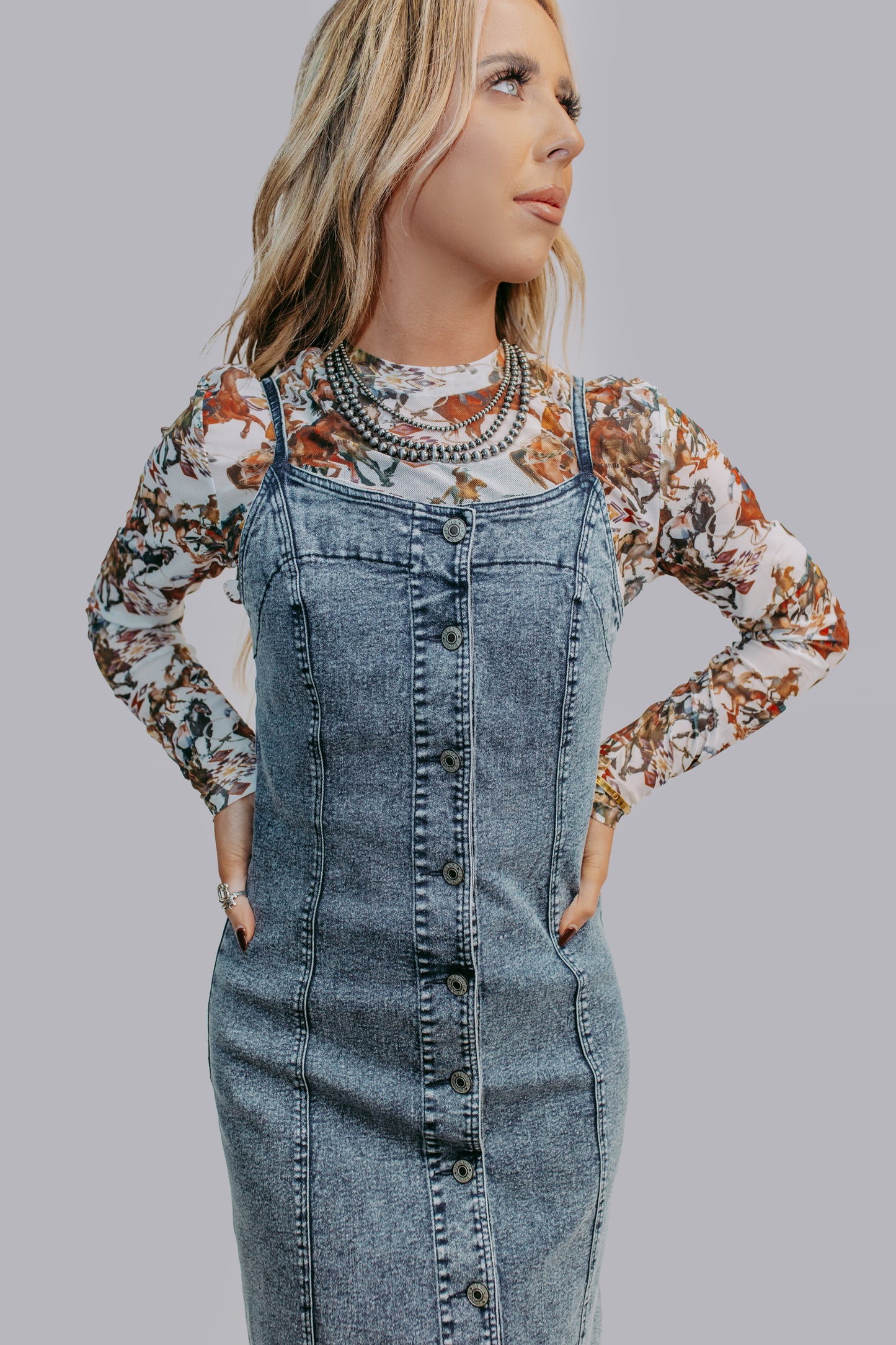 MK609 Denim Button Down Dress