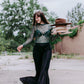 MK267 Obsidian Metallic Black Bell Bottom Pants