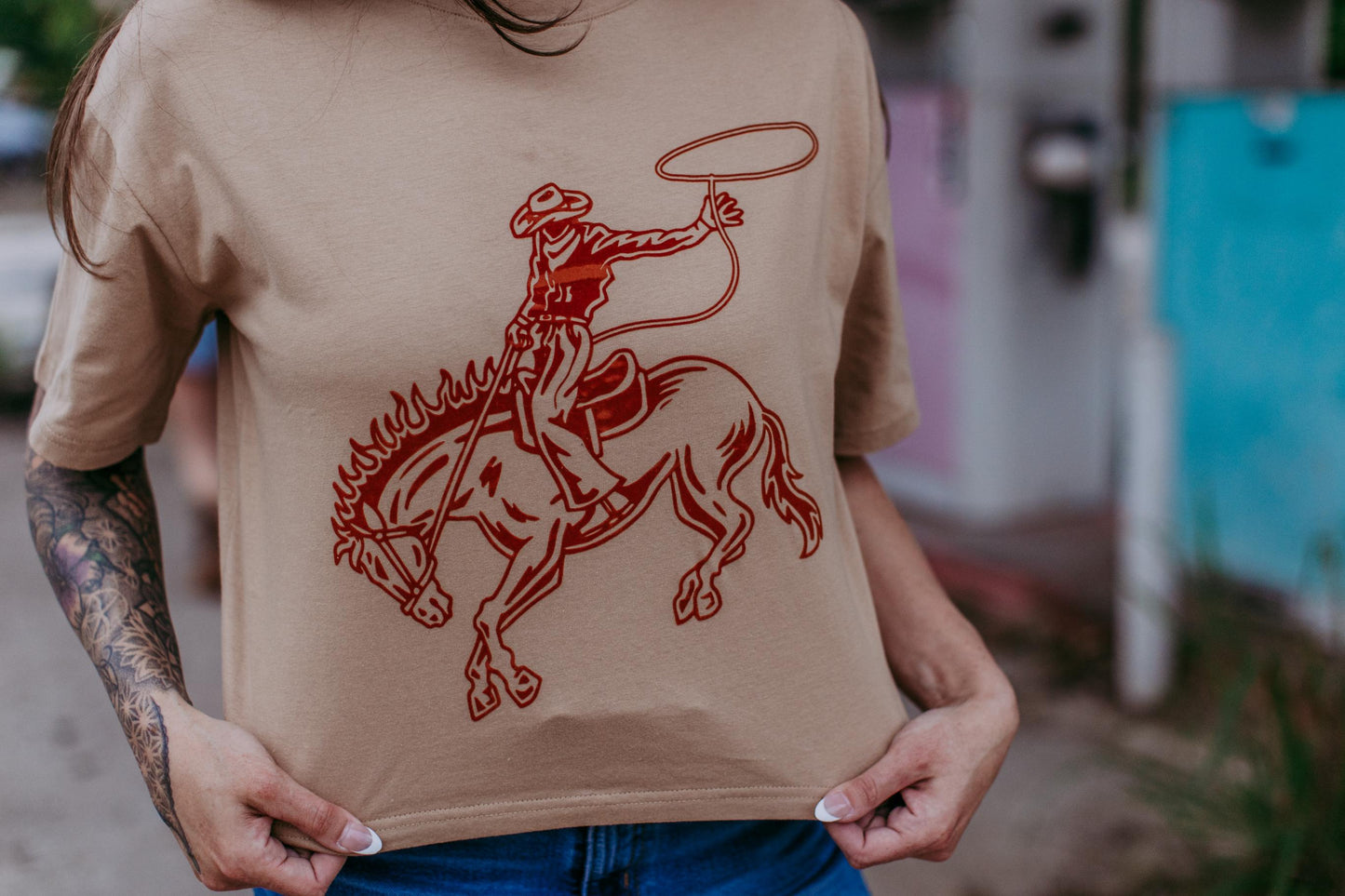 MK405 Bronco SS Crop Tee - Brown