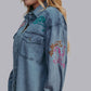 MK522 Giddy Up Embroidery Denim Button Down