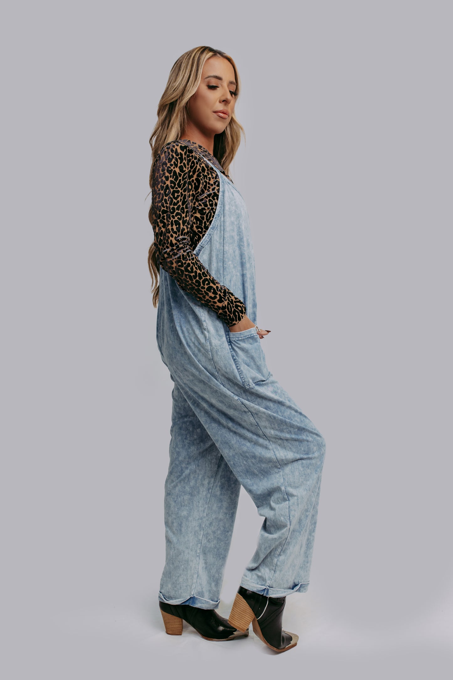MK470 Acid Washed Jumpsuit - Blue