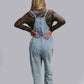 MK470 Acid Washed Jumpsuit - Blue