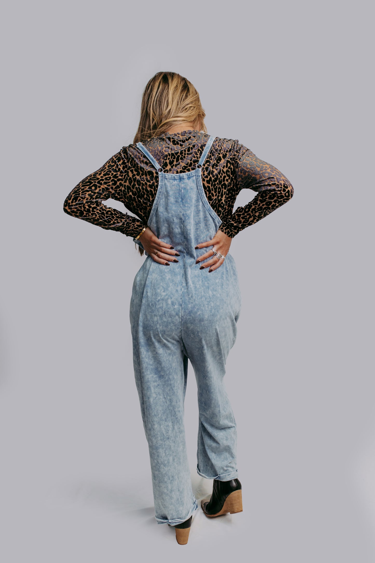 MK470 Acid Washed Jumpsuit - Blue
