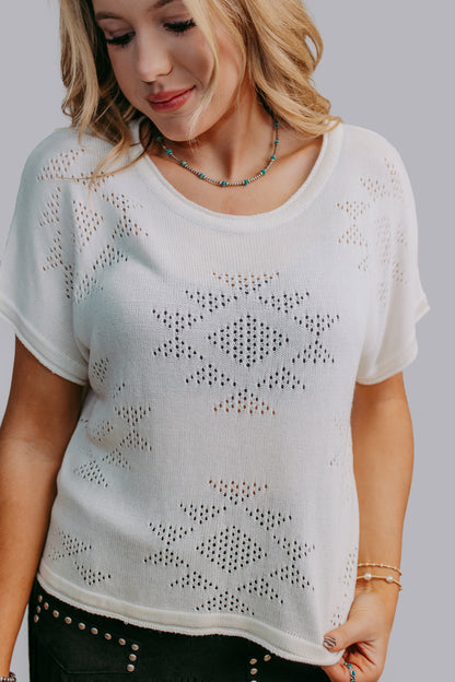 MK640 Aztec Crochet Blouse