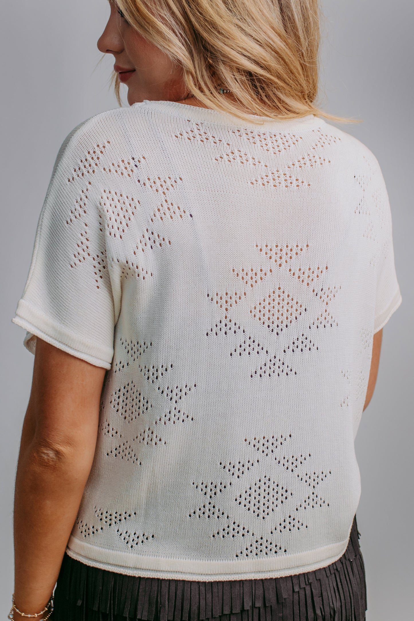 MK640 Aztec Crochet Blouse