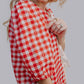 MK621 Plaid Front Tie Blouse