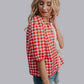 MK621 Plaid Front Tie Blouse
