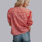 MK621 Plaid Front Tie Blouse