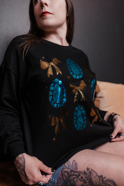 MK557 Gemstones & Bows LS Tee