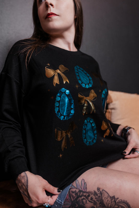 MK557 Gemstones & Bows LS Tee
