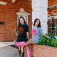 MK350 Life is a Rodeo Mineral Washed Tee Dress - Gray/Pink