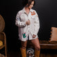 MK549 Oversize Sherpa Embroidery Jacket - White