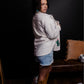 MK549 Oversize Sherpa Embroidery Jacket - White