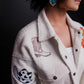 MK549 Oversize Sherpa Embroidery Jacket - White
