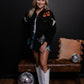 MK549 Oversize Sherpa Embroidery Jacket - BLACK