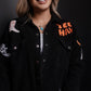 MK549 Oversize Sherpa Embroidery Jacket - BLACK