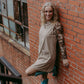 MK763 Corduroy Jumpsuit Dress