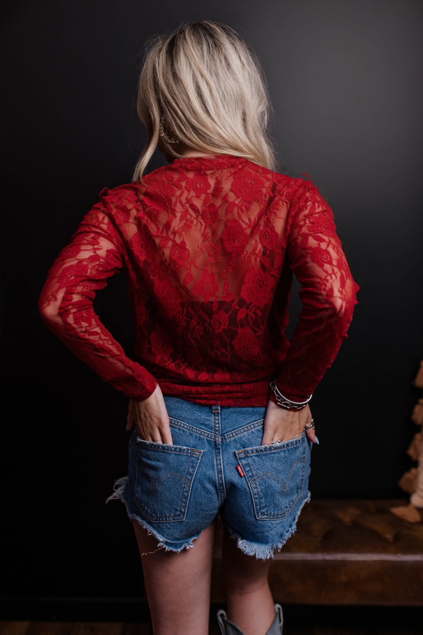 MK570 Roses Lace Mesh Top