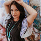 MK342 Arklatex Aztec Ruffle Sleeve Tee Dress - Black/White