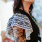 MK342 Arklatex Aztec Ruffle Sleeve Tee Dress - Black/White