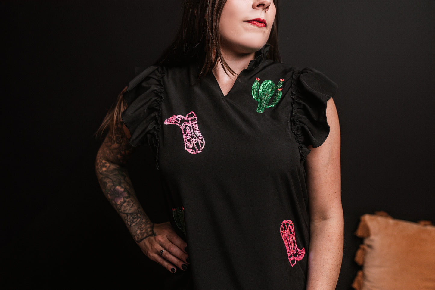 MK360 Sequins Ruffle Dress