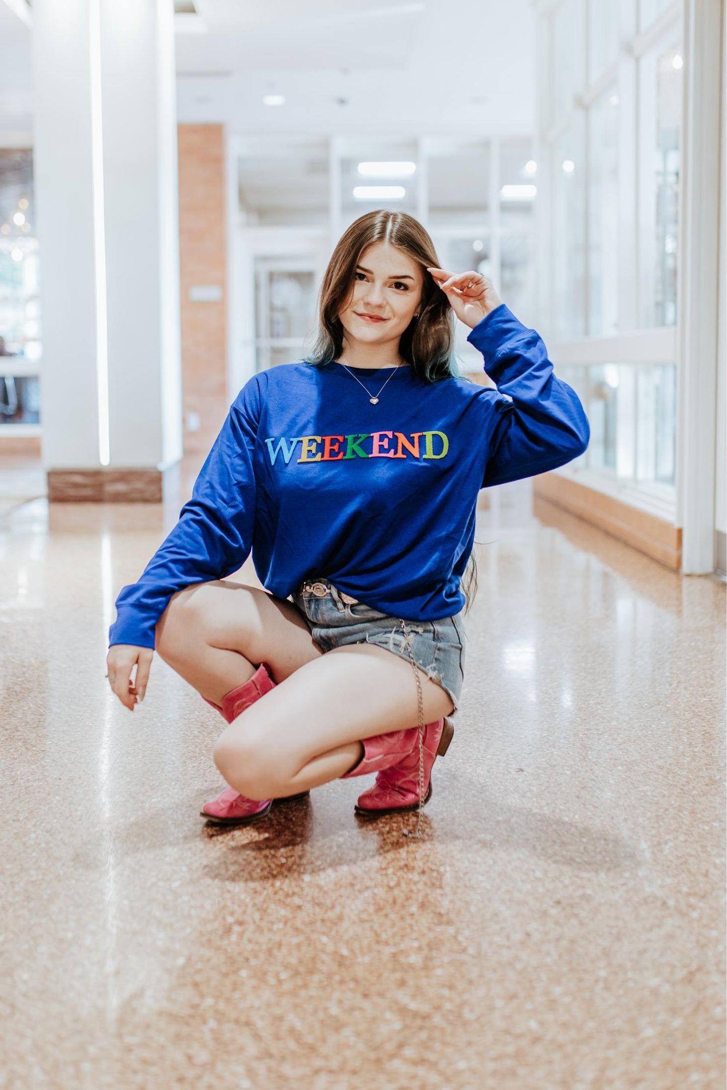 MK303 Take Me to the Weekend 3D Embroidered LS Tee