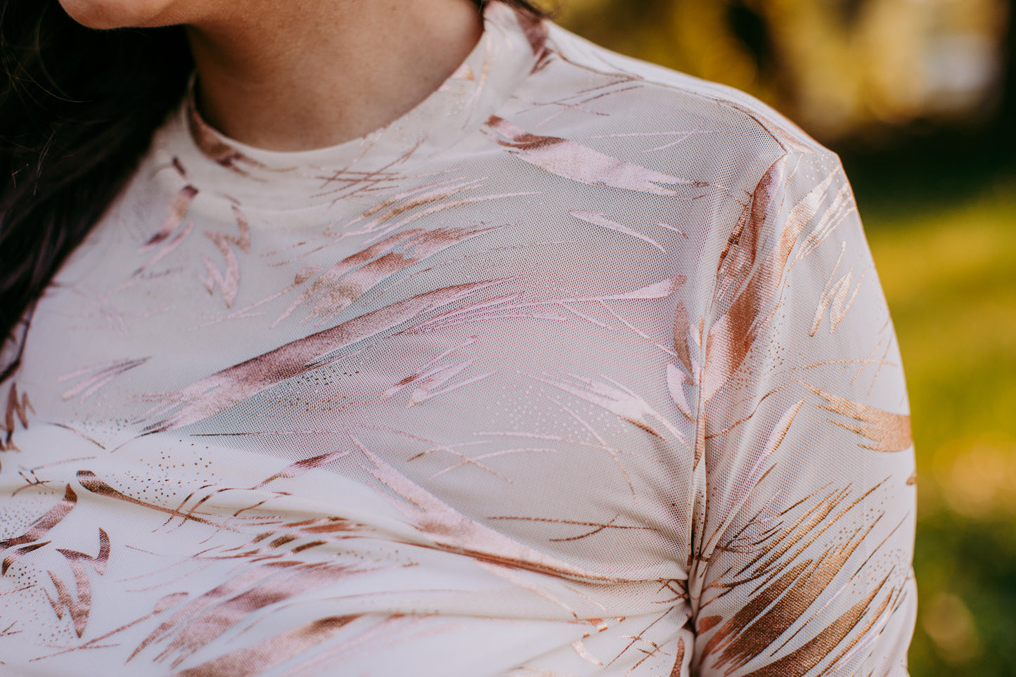 MK458 Gold Paint Mesh Top