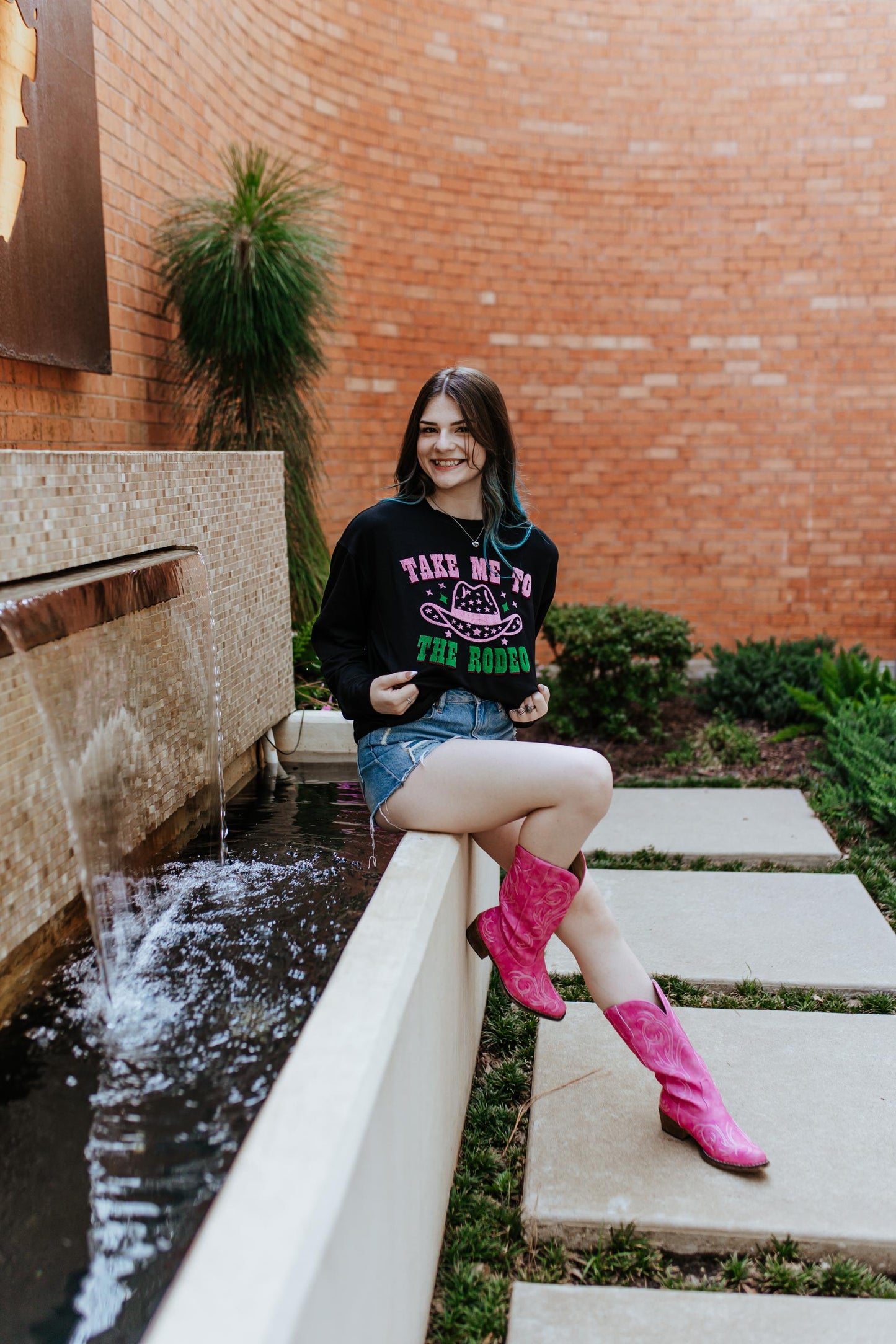 MK306 Take Me to the Rodeo 3D Embroidered Long Sleeve Tee
