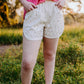 MK328 Sundance Rhinestone Faux Leather Shorts - Cream