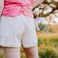 MK328 Sundance Rhinestone Faux Leather Shorts - Cream