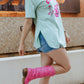MK226 Azalea Cowgirl Embroidered Round Hem Tee