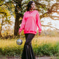 MK371 Cactus Line Embroidery Light Weight Sweatshirt Pink