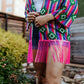 MK364 Guadalupe Sheer Aztec Kimono with Sequin Fringe