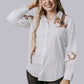 TZ76 Cut Out Embroidery Pearl Snap Button Down Shirt