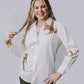 TZ76 Cut Out Embroidery Pearl Snap Button Down Shirt