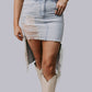 MK607 High Low Denim Maxi Skirt