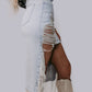 MK607 High Low Denim Maxi Skirt