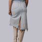 MK607 High Low Denim Maxi Skirt