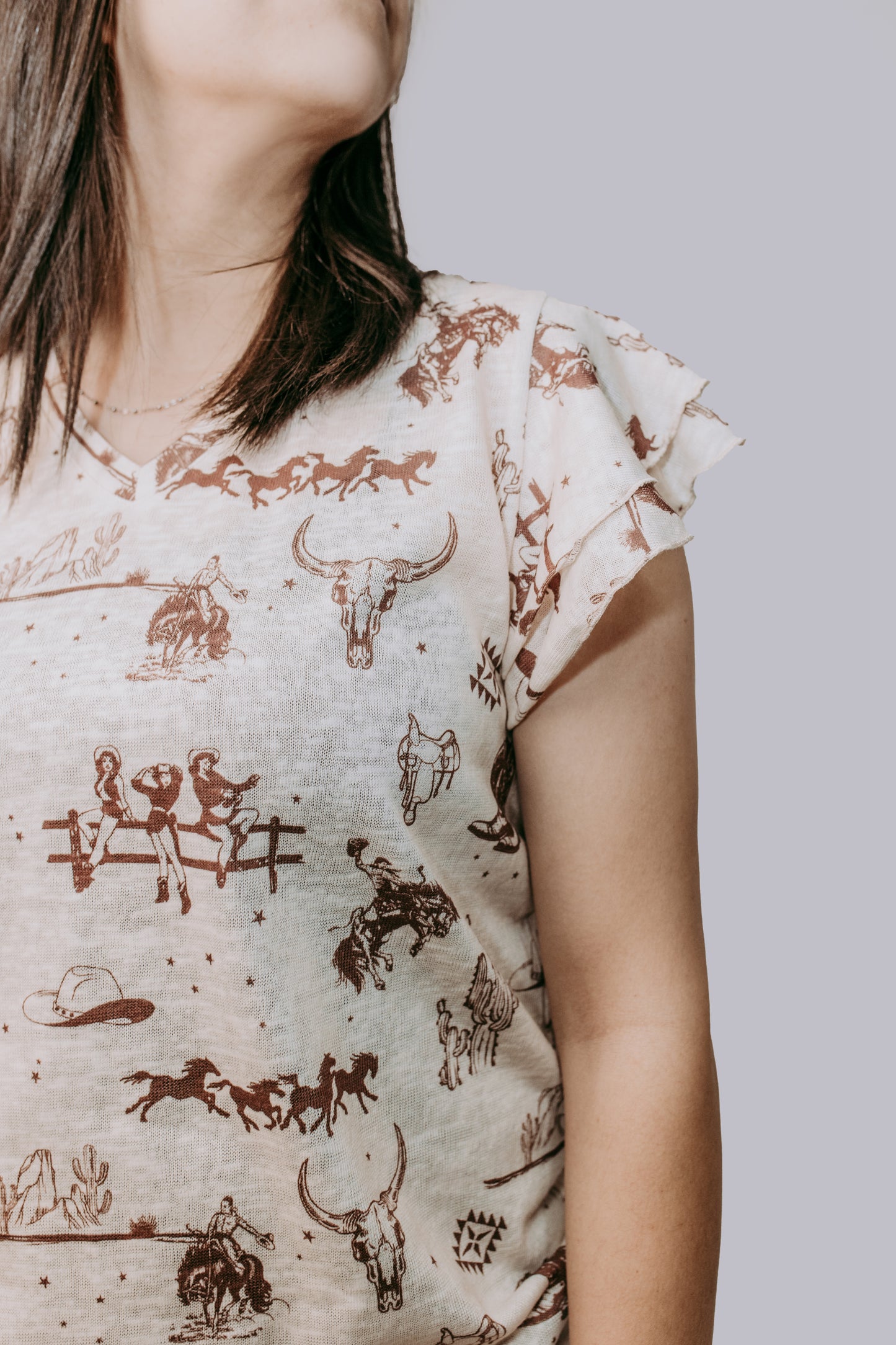 MK690 Western Darlin' Ruffle Sleeve Blouse