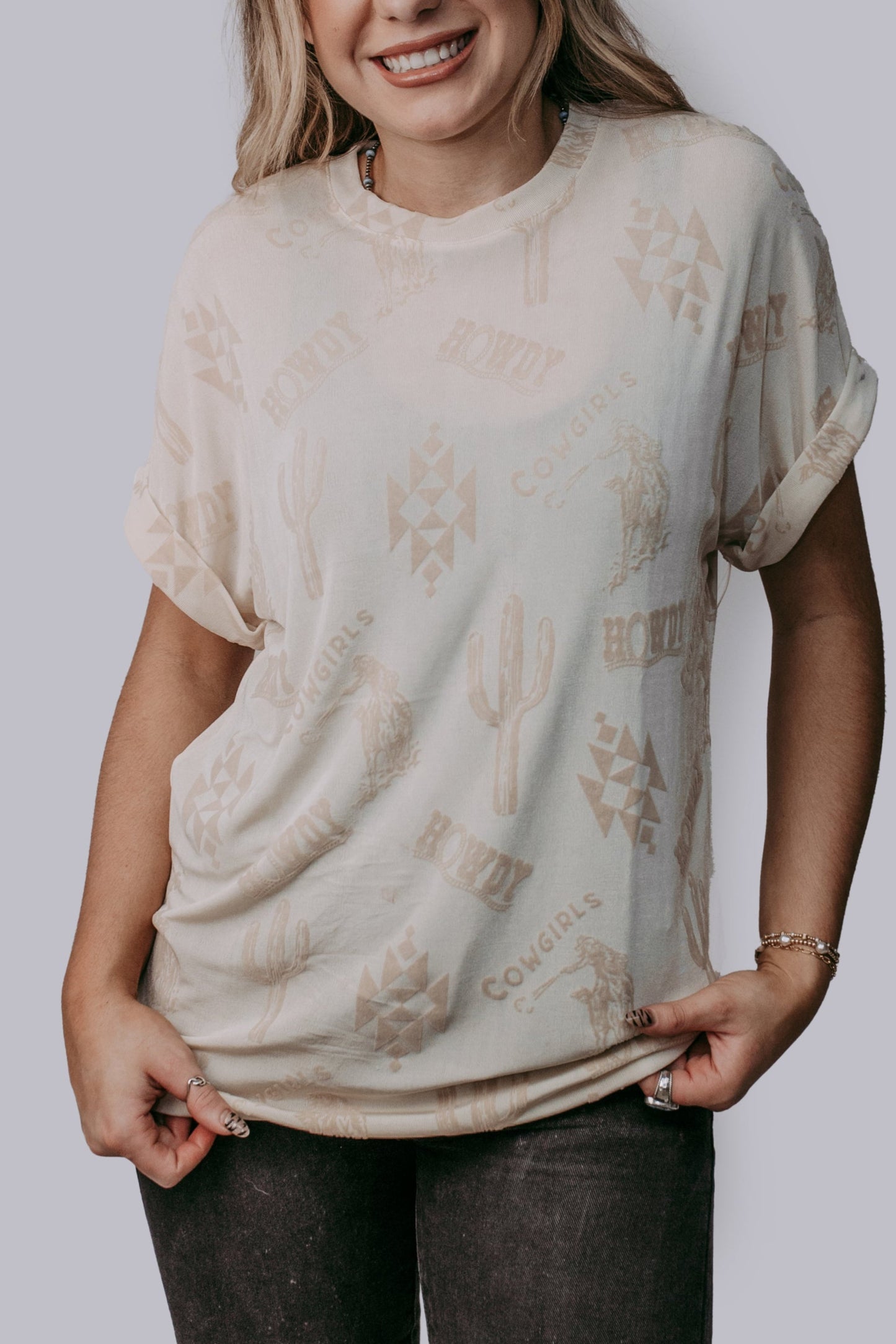 MK675 Glam it up Western Loose Fit Top