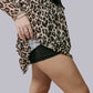 MK699 Leopard Mesh Ruffle Skort
