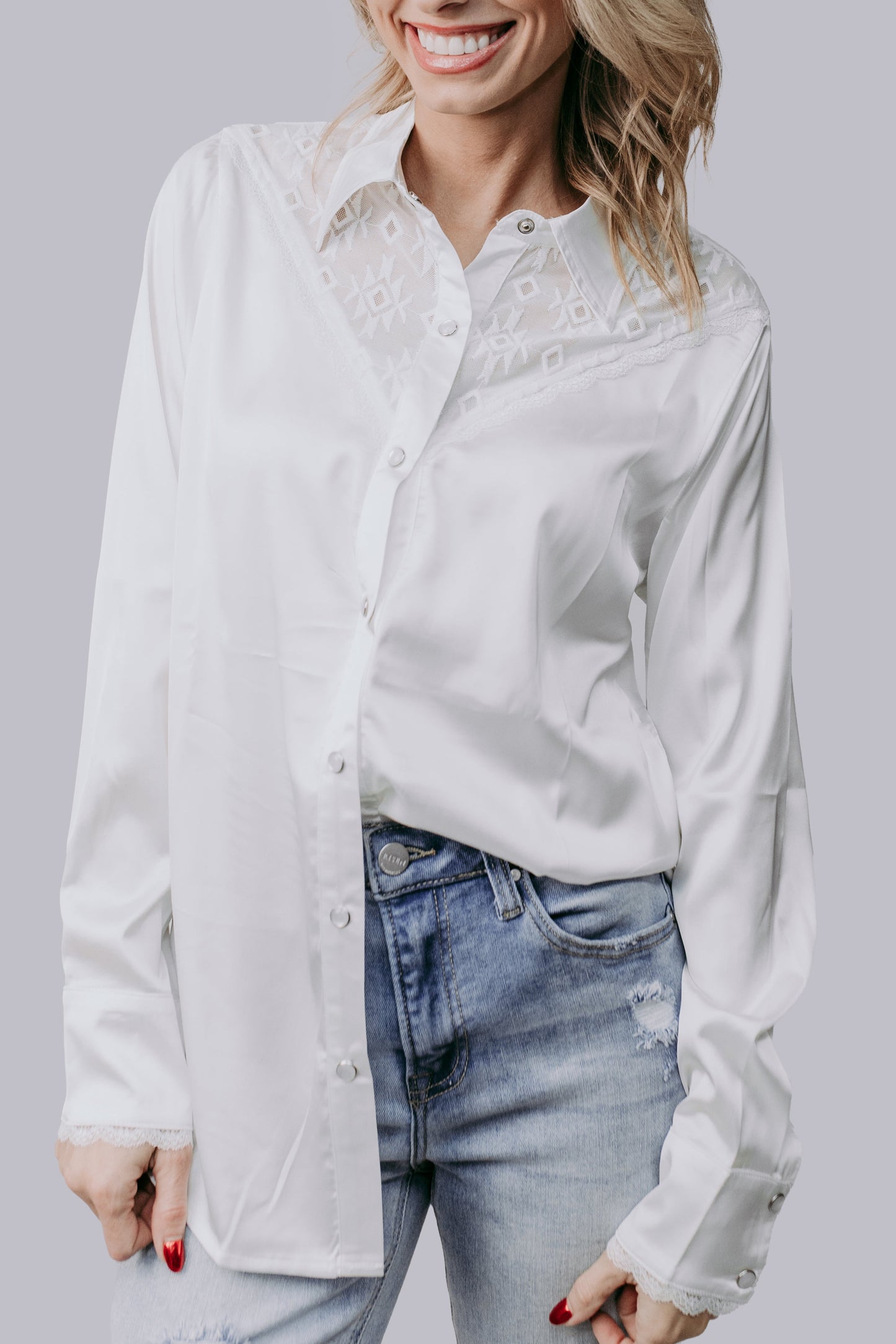 MK686 Aztec Lace Button down shirt