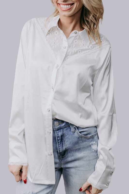 MK686 Aztec Lace Button down shirt
