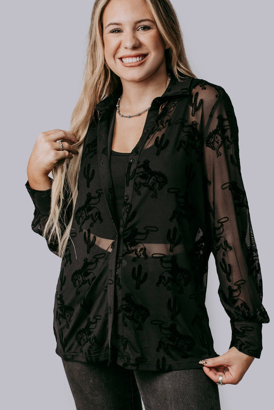 MK688 Buckaroo Velvet Button Down Shirt
